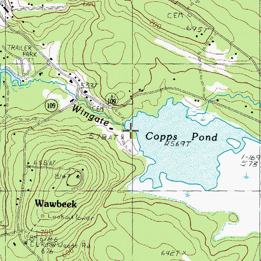 Topographic Map of Copps Pond Dam, NH