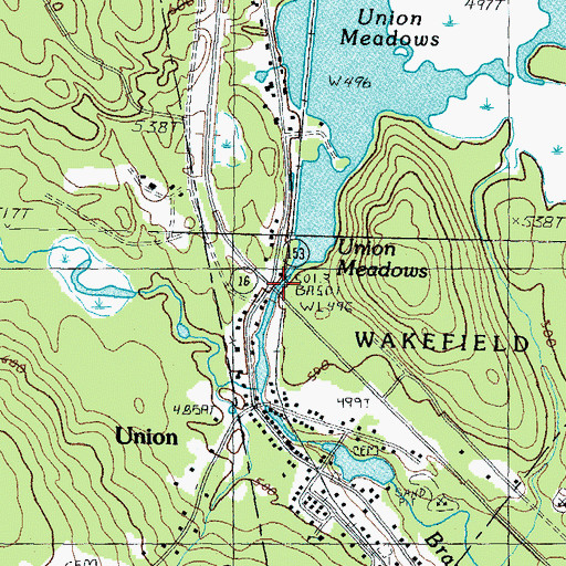Topographic Map of Union Meadows Dam, NH