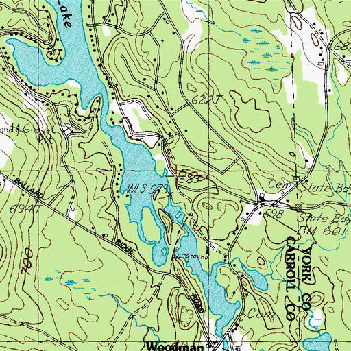 Topographic Map of Belleau Lake Dam, NH