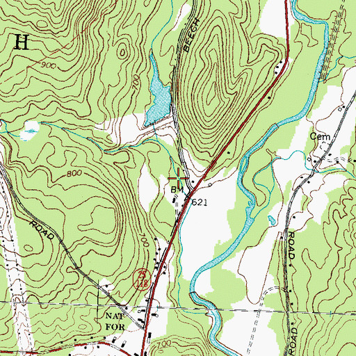 Topographic Map of Baker Floodwater Reservoir Site 5 Dam, NH