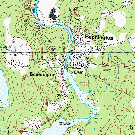 Topographic Map of Monadnock Power Station Dam, NH
