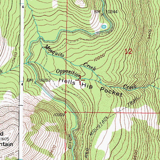 Topographic Map of Hells Hip Pocket, CO