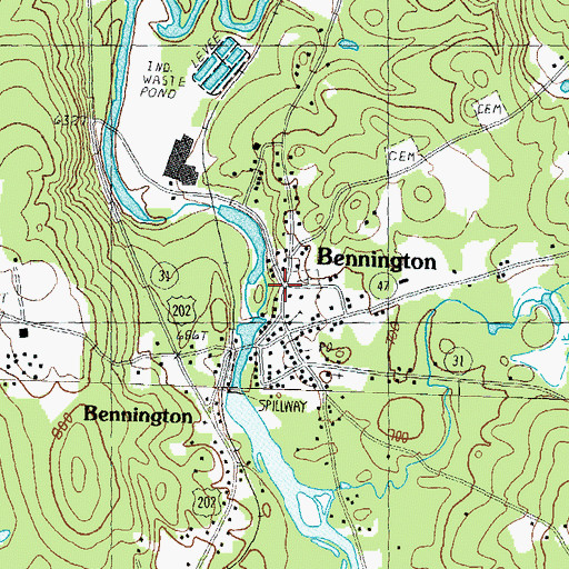 Topographic Map of Pierce Power Dam, NH