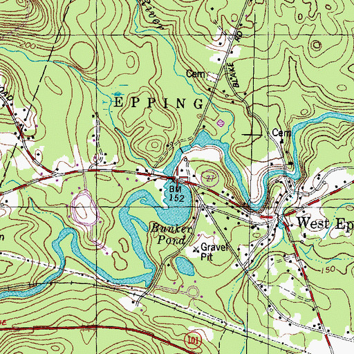 Topographic Map of Bunker Pond Dam, NH