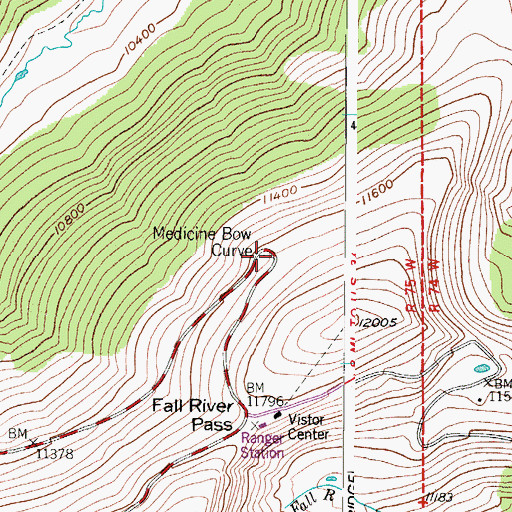 Topographic Map of Medicine Bow Curve, CO