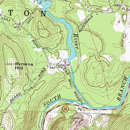 Topographic Map of Gregg Mill Pond Dam, NH