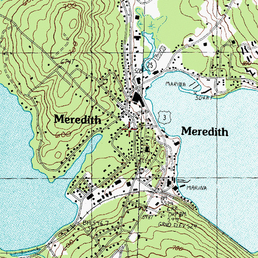 Topographic Map of Lake Waukewan Dam, NH