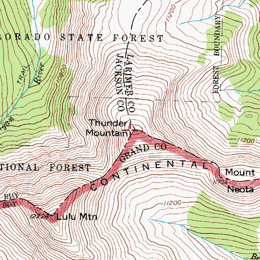 Topographic Map of Thunder Mountain, CO