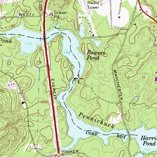 Topographic Map of Bowers Dam, NH