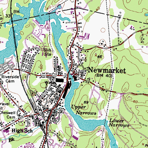 Topographic Map of Lamprey River Reservoir, NH