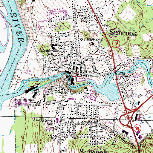 Topographic Map of Pembroke Dam, NH