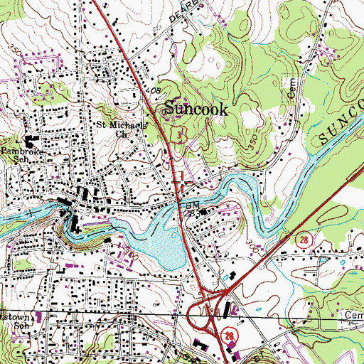 Topographic Map of Saw Mill Pond, NH