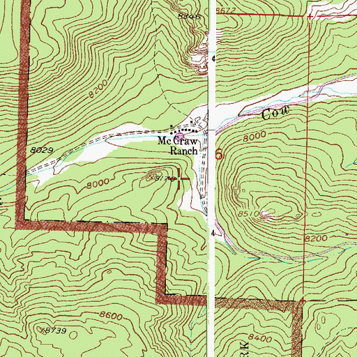Topographic Map of McGraw Ranch, CO