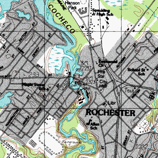 Topographic Map of Cocheco River Reservoir, NH