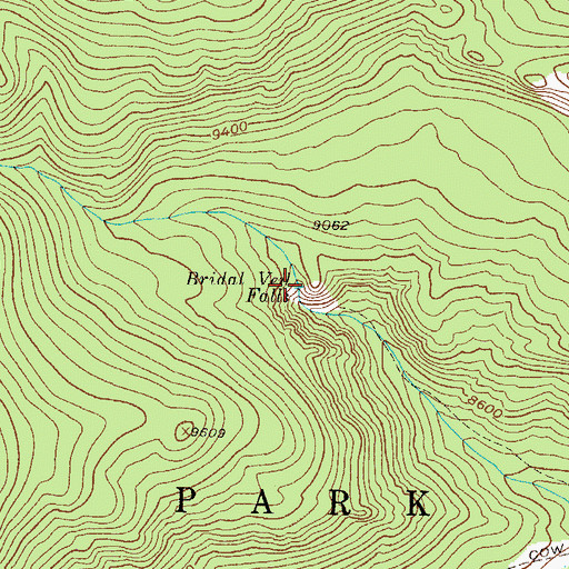 Topographic Map of Bridal Veil Falls, CO