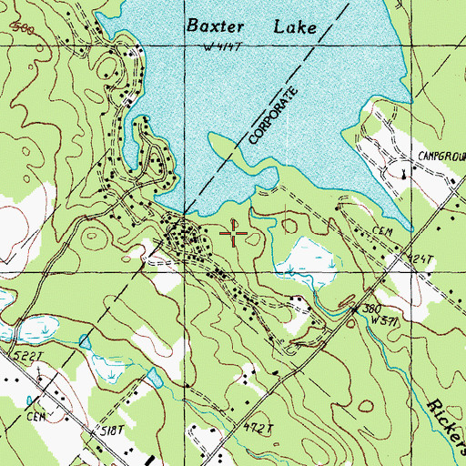 Topographic Map of Baxter Lake Main Dam, NH