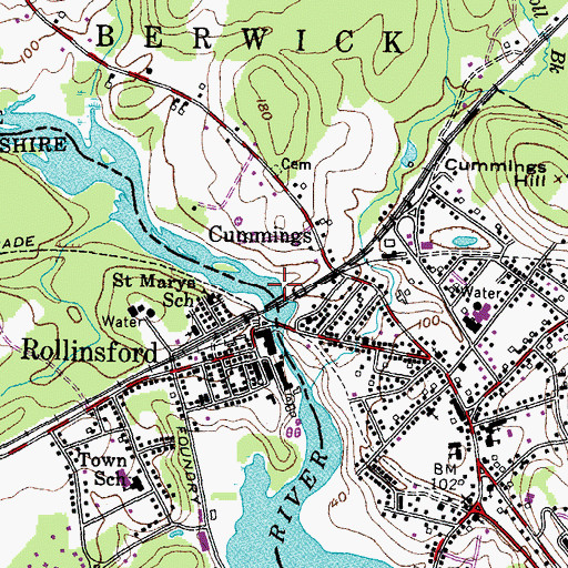 Topographic Map of Salmon Falls River Reservoir, NH