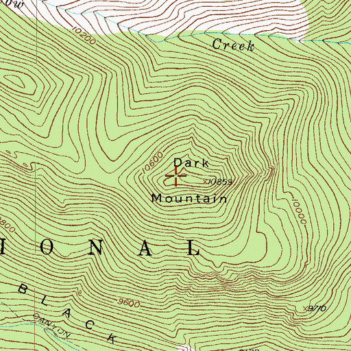 Topographic Map of Dark Mountain, CO
