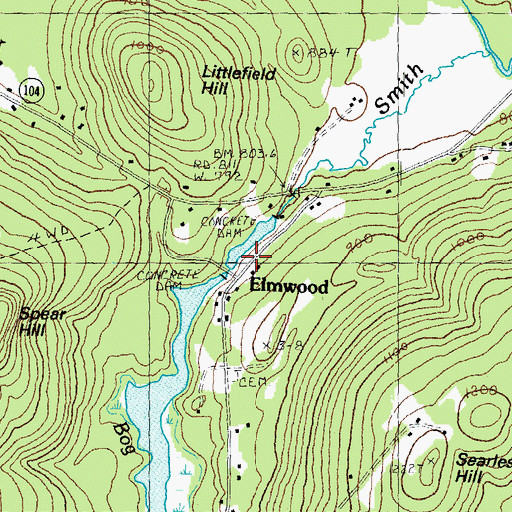 Topographic Map of Bog Pond Dam, NH