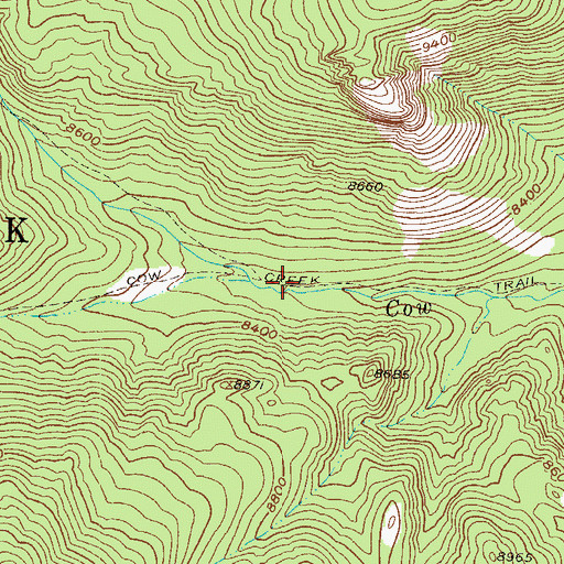 Topographic Map of Cow Creek Trail, CO