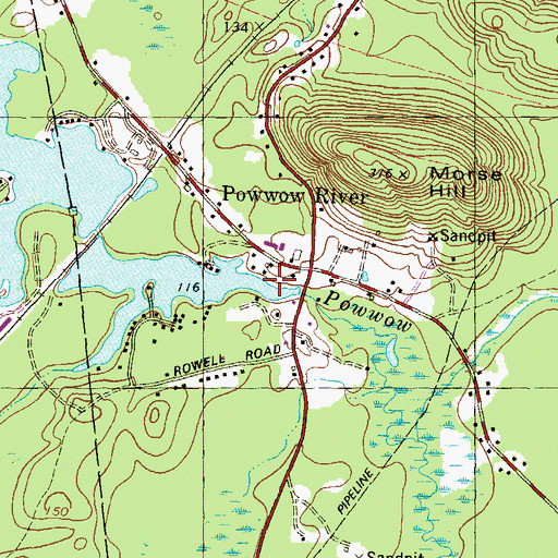 Topographic Map of Powwow Pond, NH