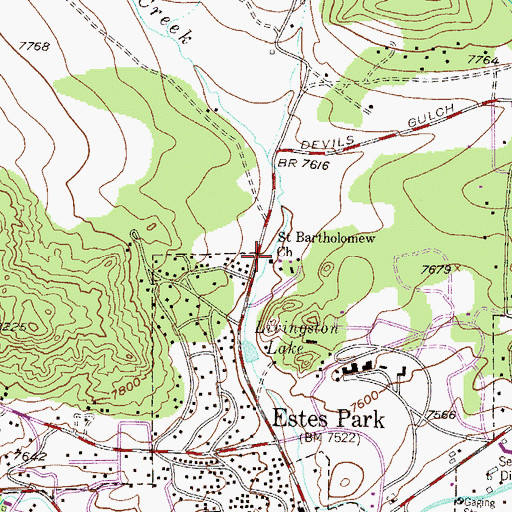 Topographic Map of Saint Bartholomew Church, CO