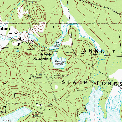 Topographic Map of Black Reservoir, NH