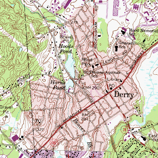 Topographic Map of Hoods Pond Dam, NH