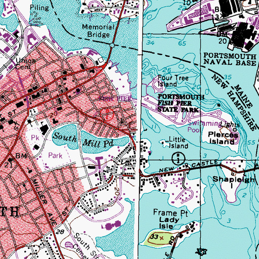 Topographic Map of South Mill Pond Dam, NH