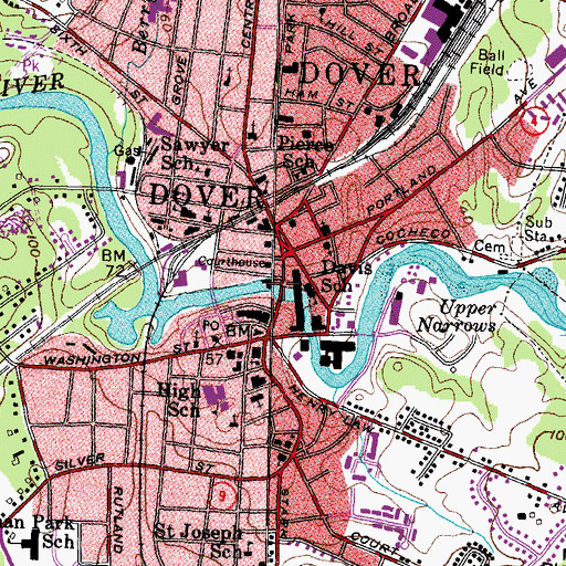 Topographic Map of Cocheco River Reservoir, NH