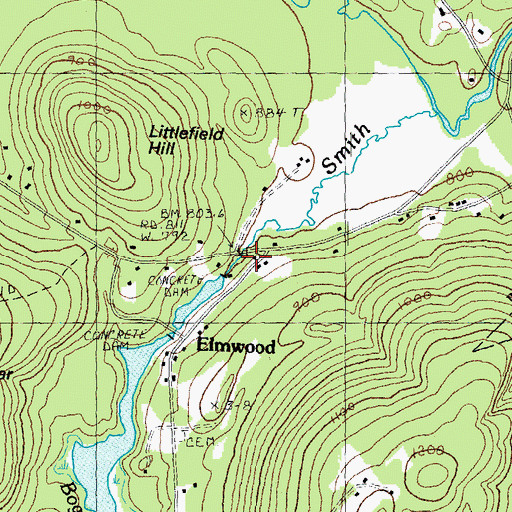 Topographic Map of Benton Pond Hydro Dam, NH