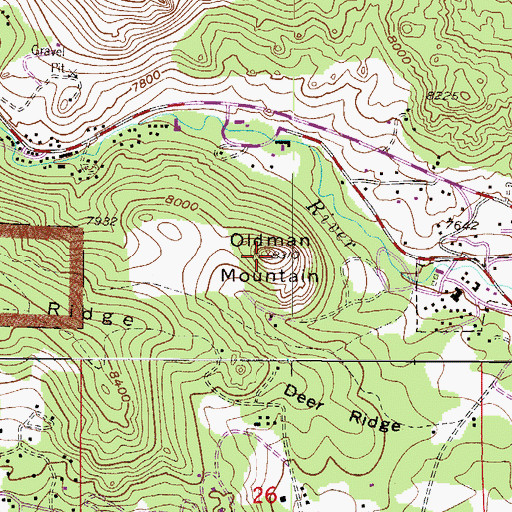 Topographic Map of Oldman Mountain, CO