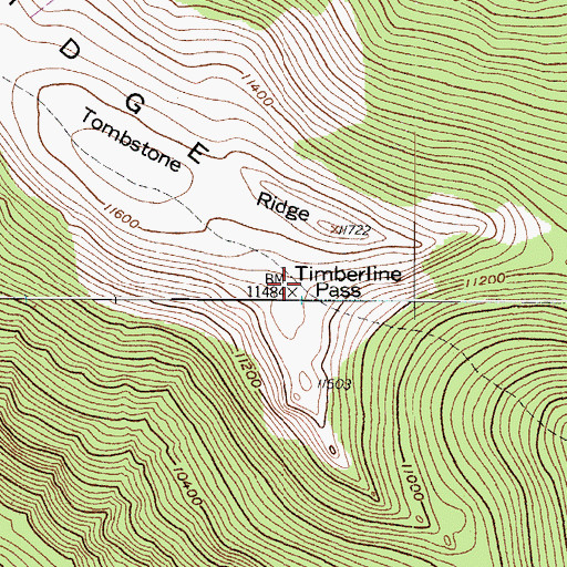 Topographic Map of Timberline Pass, CO