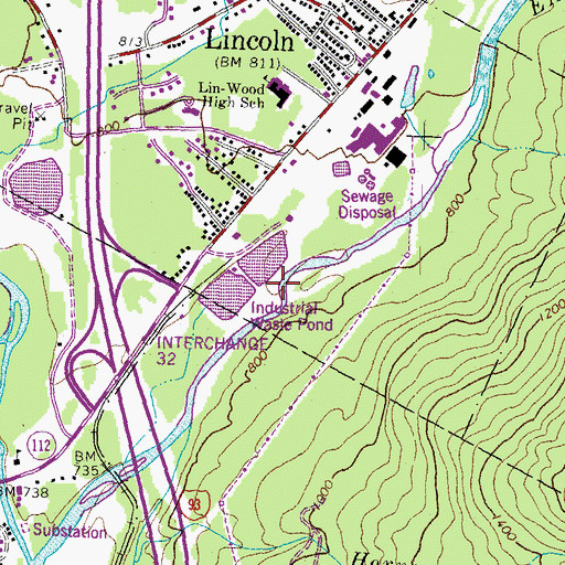 Topographic Map of Lincoln Sewage Lagoon Dikes, NH