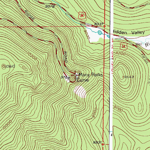 Topographic Map of Many Parks Curve, CO