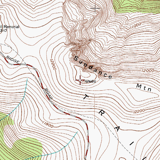 Topographic Map of Sundance Mountain, CO