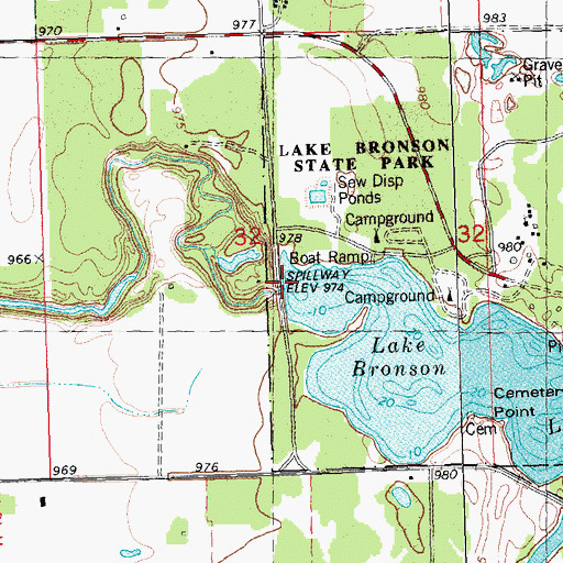 Topographic Map of Bronson Lake Dam, MN