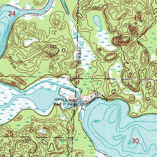 Topographic Map of Little Bemidji Lake Dam, MN