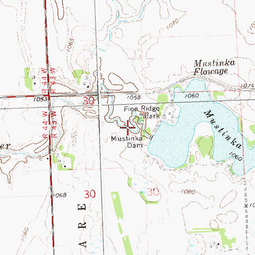 Topographic Map of Mustinka River Dam, MN