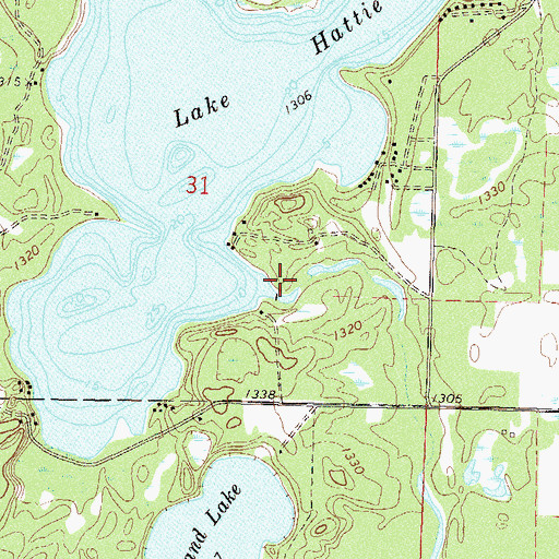 Topographic Map of Hattie Lake Dam, MN