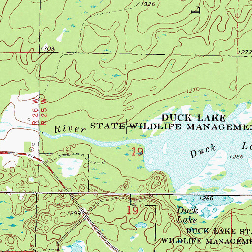 Topographic Map of Duck Lake Dam, MN