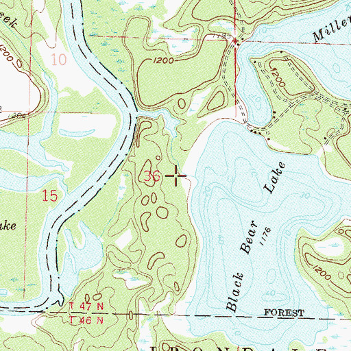 Topographic Map of Blackbear Lake, MN