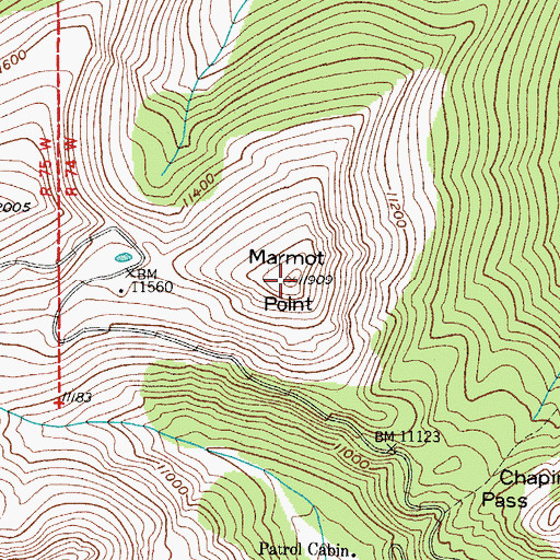 Topographic Map of Marmot Point, CO