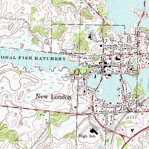 Topographic Map of New London Dam, MN