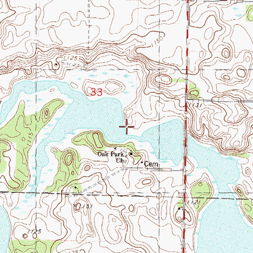 Topographic Map of Little Kandiyohi Lake Dam, MN