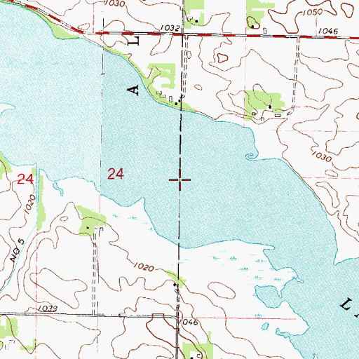 Topographic Map of Lake Hanska, MN