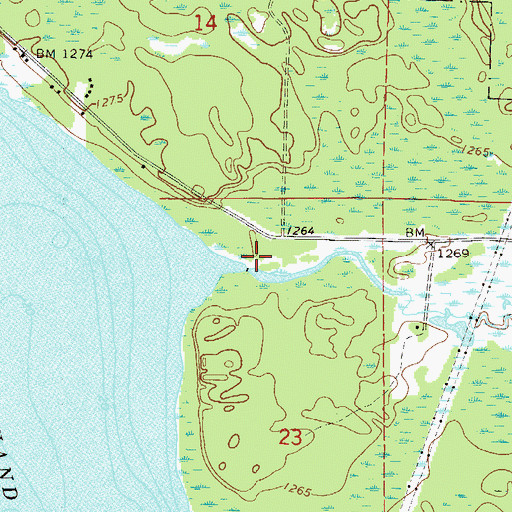 Topographic Map of Splithand Lake Dam, MN
