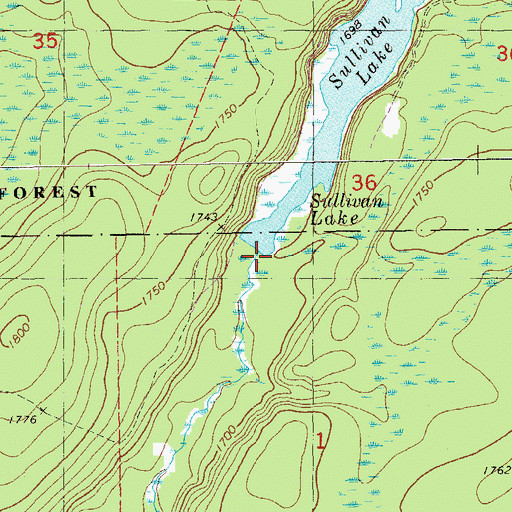 Topographic Map of Sullivan Lake Dam, MN
