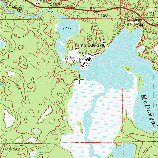 Topographic Map of McDougal Lake Dam, MN