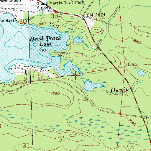 Topographic Map of Devils Track Lake, MN